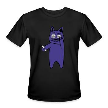 Chat nerd - T-Shirt Performance pour hommes - noir - Devant - Jackson (183cm)
