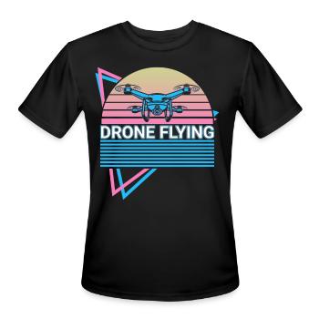 Drone Flying Retro Drone Pilot - Men's Moisture Wicking Performance T-Shirt - black - Front - Jackson (183cm)