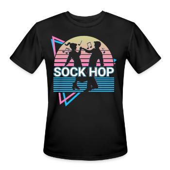 Sock Hop Retro - Men's Moisture Wicking Performance T-Shirt - black - Front - Jackson (183cm)