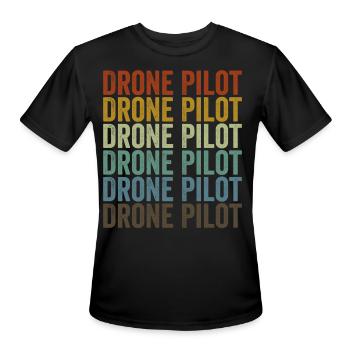 Drone Pilot Drone Life Drone Pilot Quadcopter - Men's Moisture Wicking Performance T-Shirt - black - Front - Jackson (183cm)