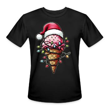 Ice Cream Cone Christmas Hat Xmas - Men's Moisture Wicking Performance T-Shirt - black - Front - Jackson (183cm)