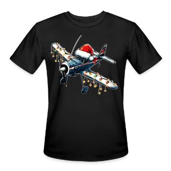 RC Airplane Model Flight Pilot Christmas Hat Xmas - Men's Moisture Wicking Performance T-Shirt - black - Front - Jackson (183cm)