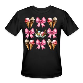 Coquette Bow Ice Cream Cone Pink Ribbon Mom - Men's Moisture Wicking Performance T-Shirt - black - Front - Jackson (183cm)