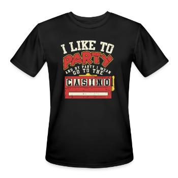 Funny Casino Gambling Slot Machine Design Gifts - Men's Moisture Wicking Performance T-Shirt - black - Front - Jackson (183cm)