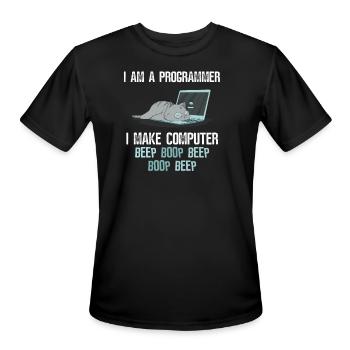 Software developer cat - Men's Moisture Wicking Performance T-Shirt - black - Front - Jackson (183cm)