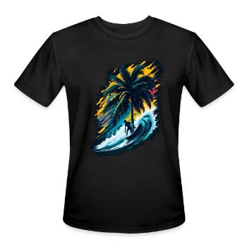 Illustration Paradise Beach - Men's Moisture Wicking Performance T-Shirt - black - Front - Jackson (183cm)