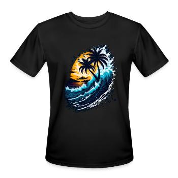 Illustration Paradise Beach - Men's Moisture Wicking Performance T-Shirt - black - Front - Jackson (183cm)