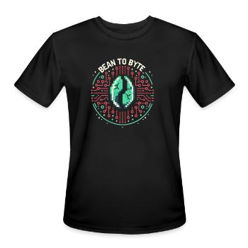 Bean to Byte - Futuristic Coffee Bean Tech - Men's Moisture Wicking Performance T-Shirt - black - Front - Jackson (183cm)