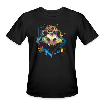 Hedgehog Animal Zoo Art - Men's Moisture Wicking Performance T-Shirt - black - Front - Jackson (183cm)