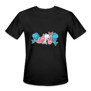 Trans Flag Fish Design for proud Trans People - Men's Moisture Wicking Performance T-Shirt - black - Front - Jackson (183cm)