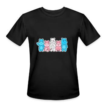 Trans Flag Hippo Design for proud Trans People - Men's Moisture Wicking Performance T-Shirt - black - Front - Jackson (183cm)