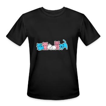 Trans Flag Cat Design for proud Trans People - Men's Moisture Wicking Performance T-Shirt - black - Front - Jackson (183cm)