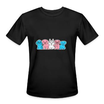 Trans Flag Dog Design for proud Trans People - Men's Moisture Wicking Performance T-Shirt - black - Front - Jackson (183cm)