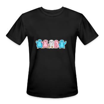 Trans Flag Penguin Design for proud Trans People - Men's Moisture Wicking Performance T-Shirt - black - Front - Jackson (183cm)