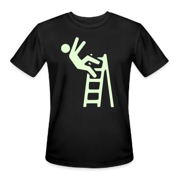 caution clip art 15 ladder _ - Men's Moisture Wicking Performance T-Shirt - black - Front - Jackson (183cm)