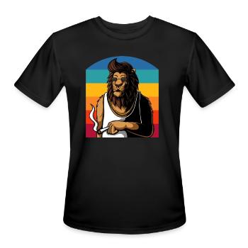 The smoking lion - Men's Moisture Wicking Performance T-Shirt - black - Front - Jackson (183cm)