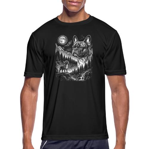 Vintage French Bulldog Moon Howling Tee - Men's Moisture Wicking Performance T-Shirt