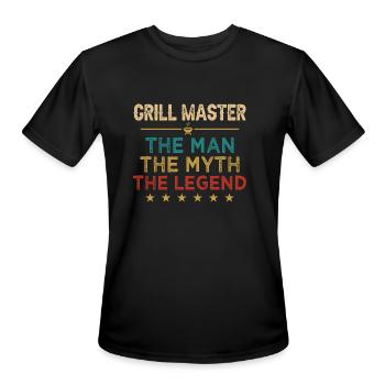 Grillmaster The Man The Myth The Legend Barbeque - Men's Moisture Wicking Performance T-Shirt - black - Front - Jackson (183cm)