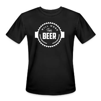 Beer - Will work for beer - Men's Moisture Wicking Performance T-Shirt - black - Front - Jackson (183cm)