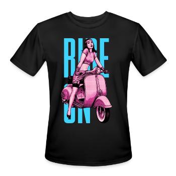 Retro Pop Scooter Girl - Men's Moisture Wicking Performance T-Shirt - black - Front - Jackson (183cm)