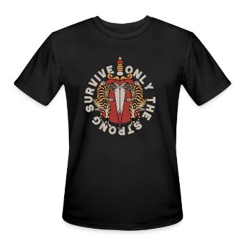 Twin Tigers & Dagger: Tattoo-Style Artwork - Men's Moisture Wicking Performance T-Shirt - black - Front - Jackson (183cm)
