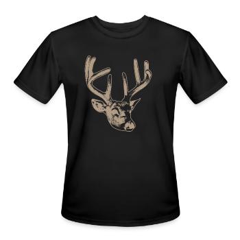 beige deer head - Men's Moisture Wicking Performance T-Shirt - black - Front - Jackson (183cm)