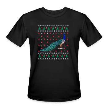 Festive Peacock Ugly Christmas - Men's Moisture Wicking Performance T-Shirt - black - Front - Jackson (183cm)