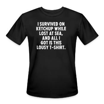 Funny Sayings Gift I Survived On Ketchup While - Men's Moisture Wicking Performance T-Shirt - black - Front - Jackson (183cm)
