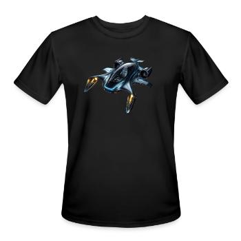 Sleek Futuristic Flying Car - Men's Moisture Wicking Performance T-Shirt - black - Front - Jackson (183cm)