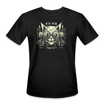 Korean gamer cat - Men's Moisture Wicking Performance T-Shirt - black - Front - Jackson (183cm)