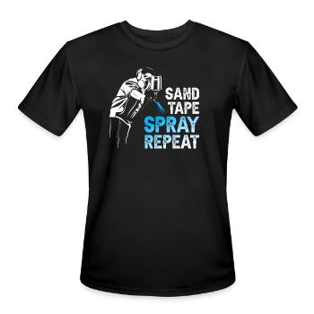 Sand Tape Spray Repeat - Men's Moisture Wicking Performance T-Shirt - black - Front - Jackson (183cm)