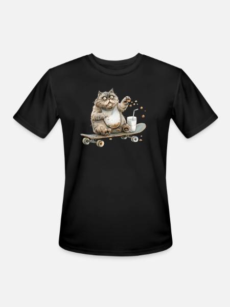 Funny Cat - Men's Moisture Wicking Performance T-Shirt - black