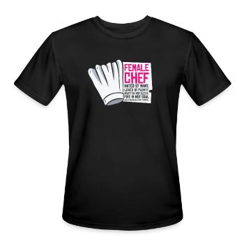 Female Chef Cooking Meals Food Lover - Men's Moisture Wicking Performance T-Shirt - black - Front - Jackson (183cm)