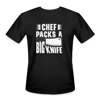 Chef Big Knife Slicing Cooking Meals - Men's Moisture Wicking Performance T-Shirt - black - Front - Jackson (183cm)