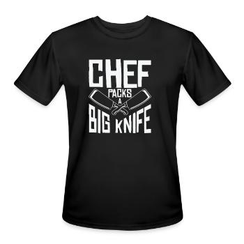 Chef Big Knife Slicing Cooking Meals - Men's Moisture Wicking Performance T-Shirt - black - Front - Jackson (183cm)
