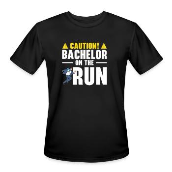Bachelor Caution Groom Marrying Wedding Day - Men's Moisture Wicking Performance T-Shirt - black - Front - Jackson (183cm)