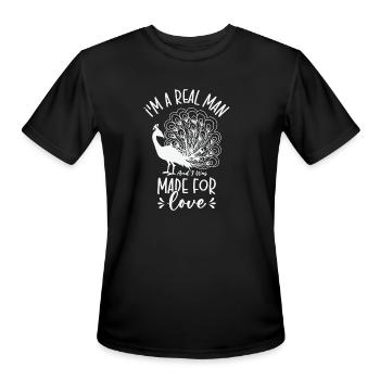 Peacock Line Art Man Peacock Fan Inspirational - Men's Moisture Wicking Performance T-Shirt - black - Front - Jackson (183cm)