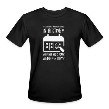 Wedding Day Pick Up Lines Couple Romantic Heart - Men's Moisture Wicking Performance T-Shirt - black - Front - Jackson (183cm)