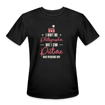 Couple Camera Romance Wedding Day Pick Up Lines - Men's Moisture Wicking Performance T-Shirt - black - Front - Jackson (183cm)