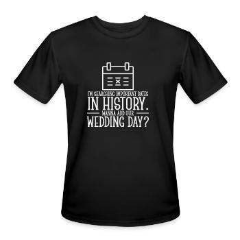 Wedding Day Pick Up Lines Couple Romantic Heart - Men's Moisture Wicking Performance T-Shirt - black - Front - Jackson (183cm)