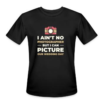 Couple Camera Romance Wedding Day Pick Up Lines - Men's Moisture Wicking Performance T-Shirt - black - Front - Jackson (183cm)