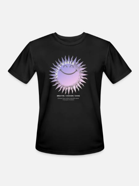 SmileyWorld Smiling Sun In Purple - Men's Moisture Wicking Performance T-Shirt - black