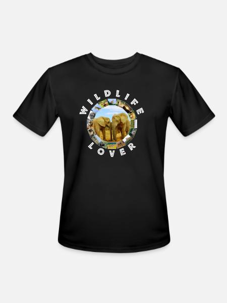 Wildlife Lover Blue Sky Elephants - Men's Moisture Wicking Performance T-Shirt - black