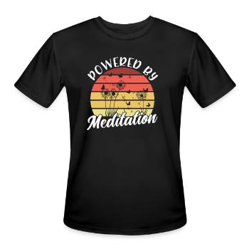 Powered By Meditation Meditation Spiritual - Men's Moisture Wicking Performance T-Shirt - black - Front - Jackson (183cm)