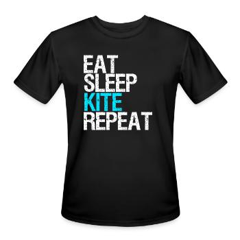 Eat Sleep Kite Repeat Kitesurfing - Men's Moisture Wicking Performance T-Shirt - black - Front - Jackson (183cm)