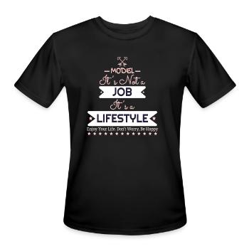 MODEL - Men's Moisture Wicking Performance T-Shirt - black - Front - Jackson (183cm)