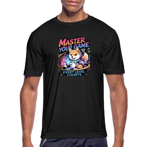 Cute Gamer Shiba Inu Level Up - Men's Moisture Wicking Performance T-Shirt