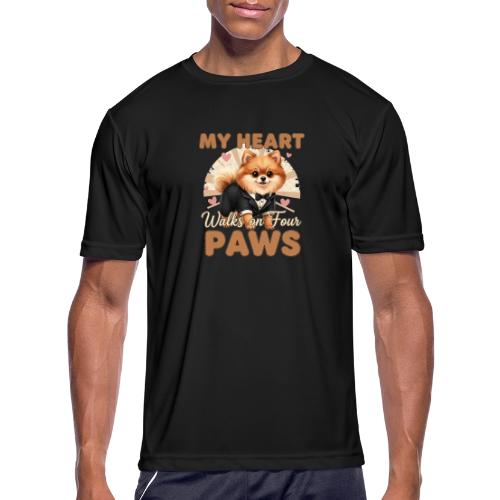 My Heart Walks on Four Paws – Pomeranian tee - Men's Moisture Wicking Performance T-Shirt