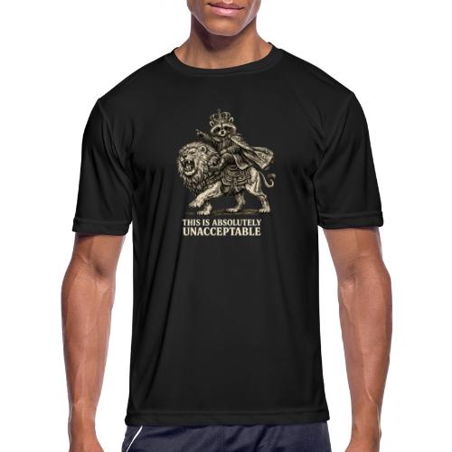 Funny Raccoon King Riding Lion Vintage Meme Art - Men's Moisture Wicking Performance T-Shirt