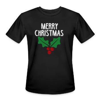 Holly Berry Christmas - Men's Moisture Wicking Performance T-Shirt - black - Front - Jackson (183cm)